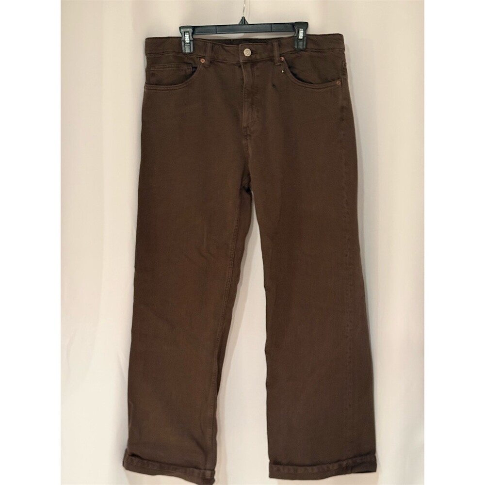 ZARA Jeans Womens Size 12 Brown Dark Wash Straight Leg Mid Rise 5-Pocket